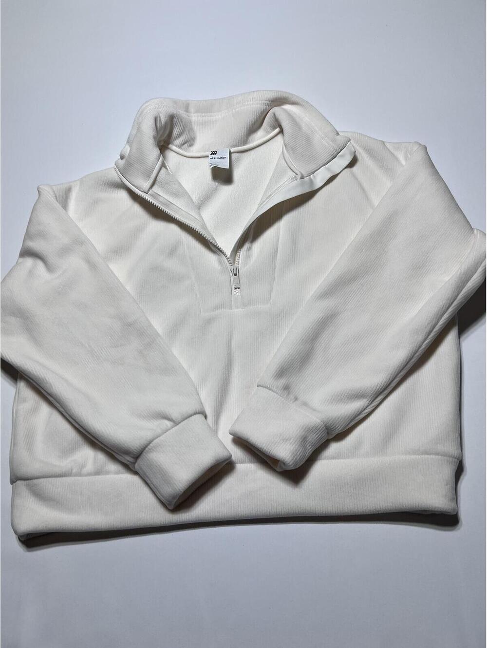 All in Motion White Half-Zip Pullover Sweatshirt Medium